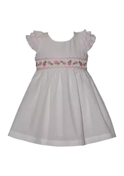 Toddler Girls Rose Embroidered Smocking Dress