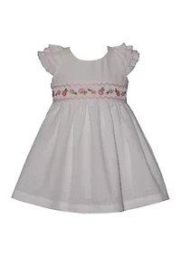 Toddler Girls Rose Embroidered Smocking Dress