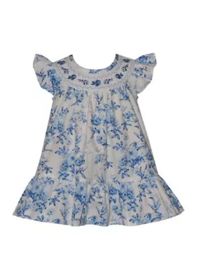 Toddler Girls Toile Smocking Dress