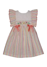 Toddler Girls Bird Smocking Dress