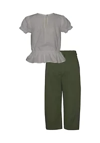 Toddler Girls Top and Paper Bag Pant Set
