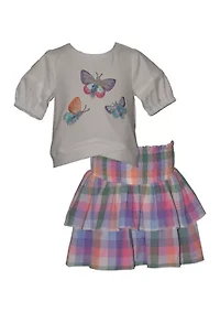 Toddler Girls Butterfly Skirt Set