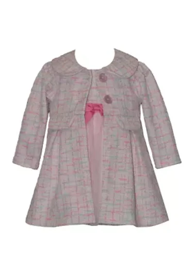 Toddler Girls Bouclé Coat and Dress Set