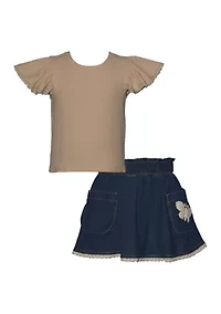 Toddler Girls Butterfly Skort Set