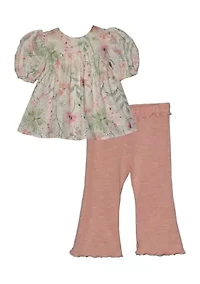 Toddler Girls Eyelet Legging and Ribbed Top Set
