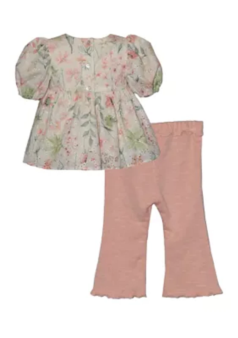 Toddler Girls Eyelet Legging and Ribbed Top Set