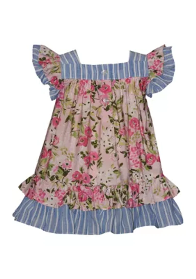 Toddler Girls Mixed Print Ruffled Dress