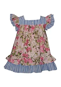 Toddler Girls Mixed Print Ruffled Dress