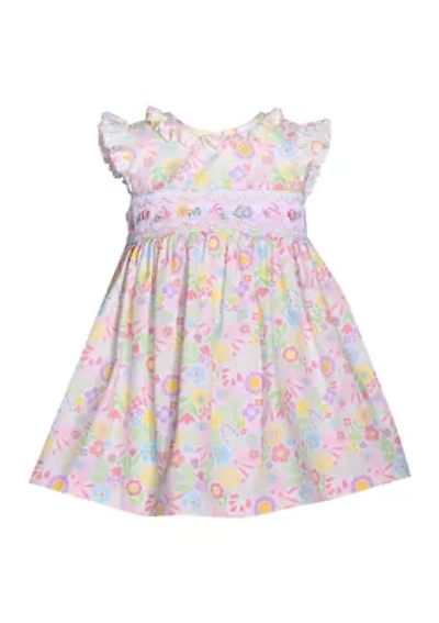 Baby Girls Flutter Sleeve Poplin Bunny Dress
