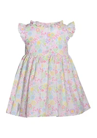 Baby Girls Flutter Sleeve Poplin Bunny Dress
