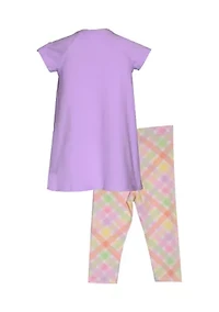 Baby Girls Bunny Appliqué Top and Printed Leggings Set