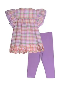 Baby Girls Ruffled Seersucker Top and Leggings Set