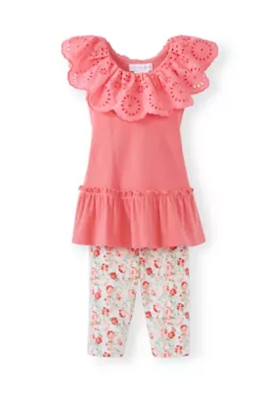 Baby Girls Rib Eyelet Legging Set