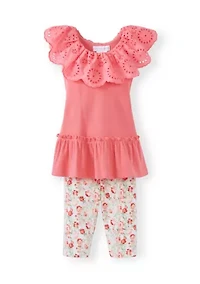Baby Girls Rib Eyelet Legging Set