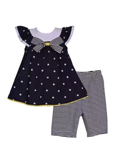Baby Girls Ditsy Floral Top and Striped Pants Set
