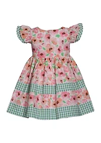 Baby Girls Mixed Printed Woven Dress with Headband