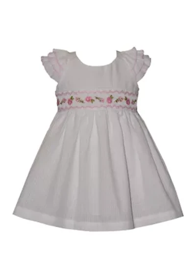 Baby Girls Rose Embroidered Smocked Dress