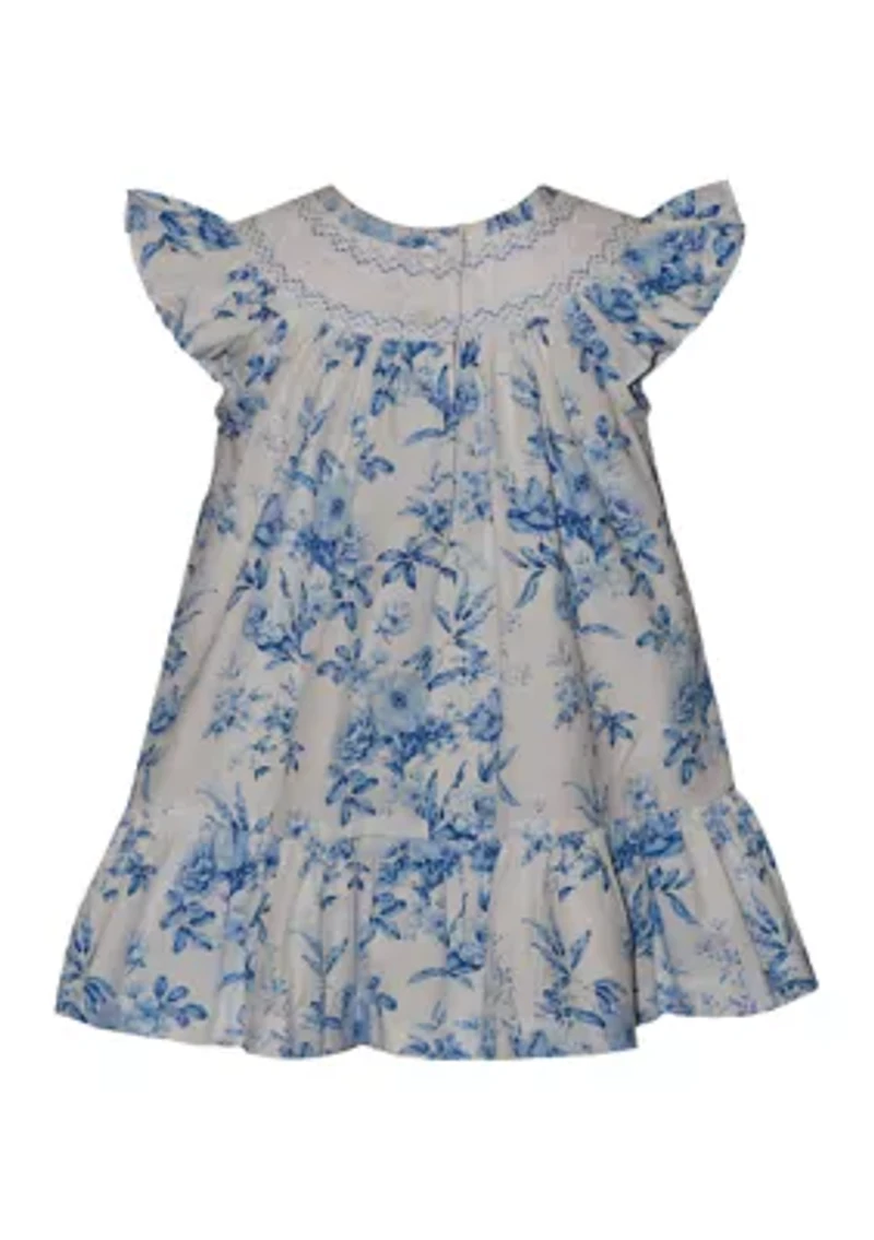 Baby Girls Toile Smocking Dress