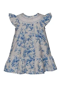 Baby Girls Toile Smocking Dress