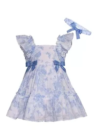 Baby Girls Toile Dress with Headband