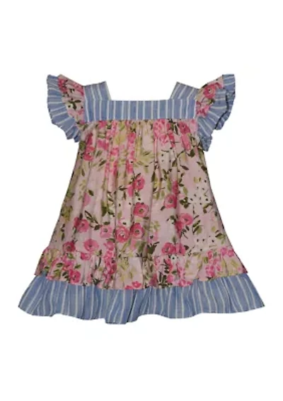 Baby Girls Mixed Print Ruffle Dress
