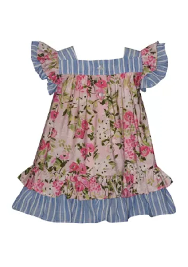 Baby Girls Mixed Print Ruffle Dress