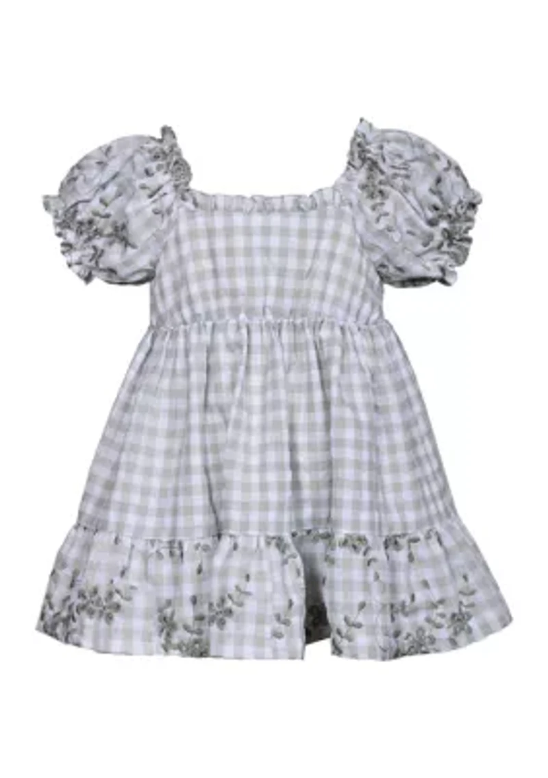 Toddler Girls Short Sleeve Smocked Embroidered Peasant Dress