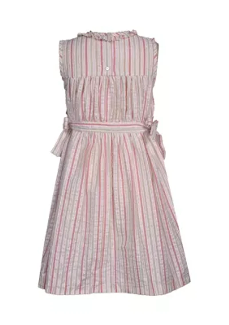 Toddler Girls Sleeveless Seersucker Stripe Smocked Dress