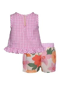 Toddler Girls Triple Ruffle Bodice Top and Shorts Set
