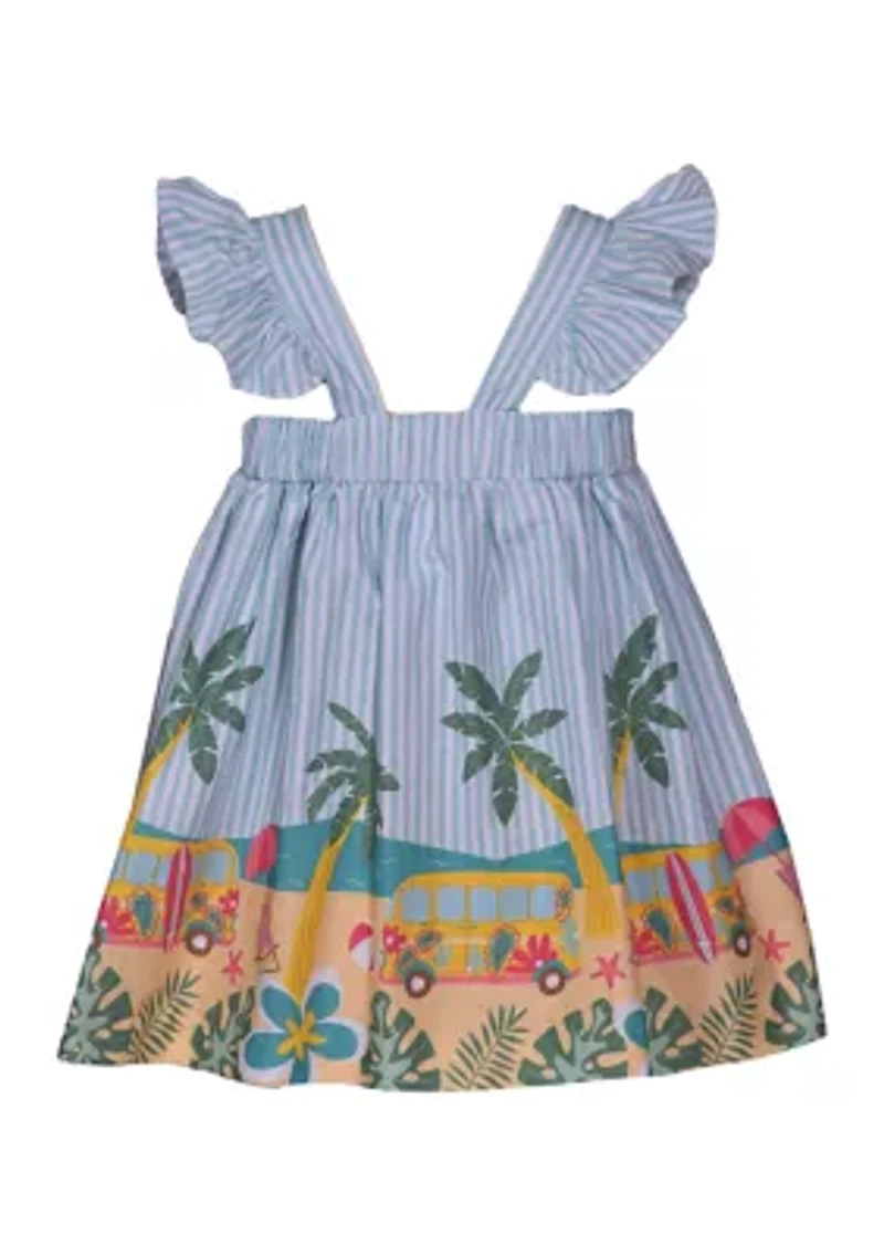 Women's Flutter Sleeve Beach Print Dress