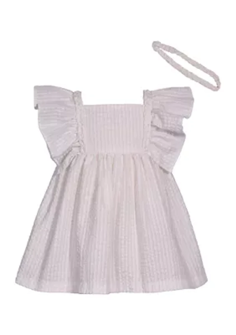 Toddler Girls Flutter Sleeve Seersucker Lurex Dress