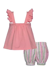 Toddler Girls 2 Piece Ladybug Bubble Shorts Set