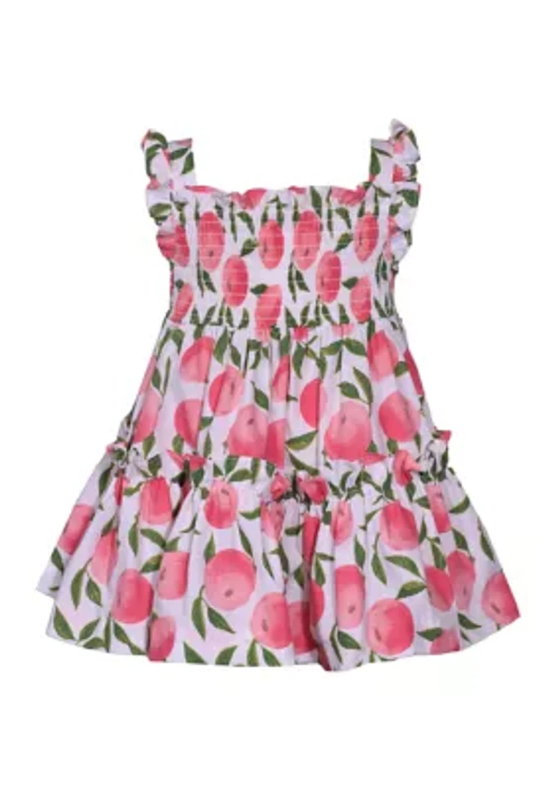 Toddler Girls Flutter Sleeve Smocked Peach Dress