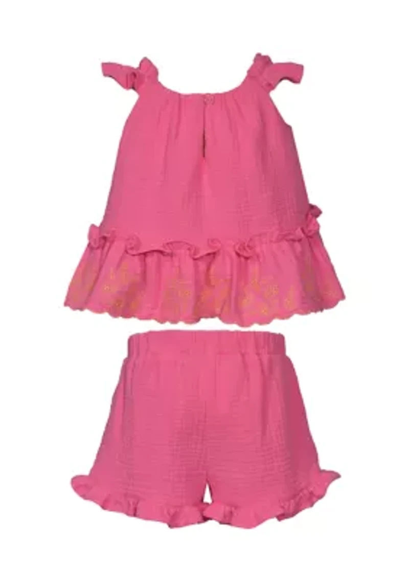 Toddler Girls Two Piece Floral Gauze Set