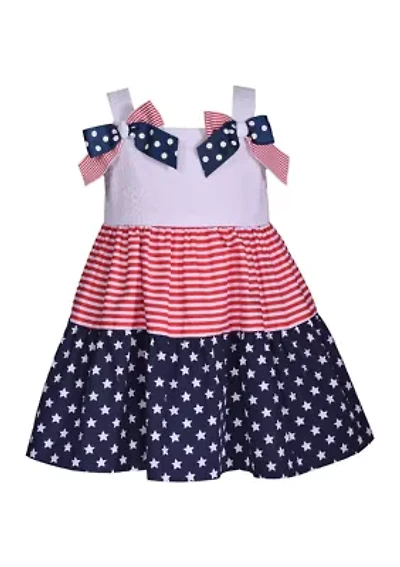 Toddler Girls Sleeveless Bow Americana Dress