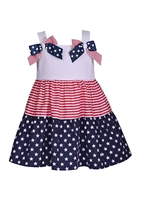 Toddler Girls Sleeveless Bow Americana Dress