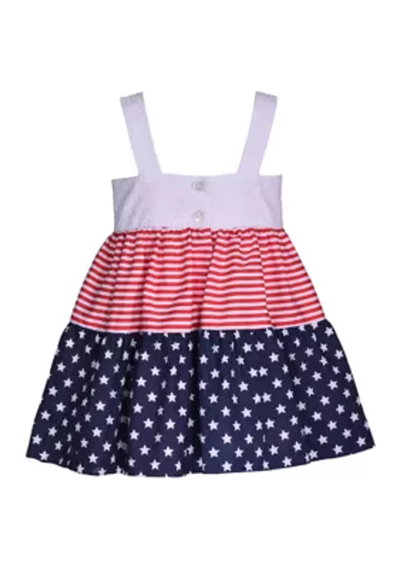 Toddler Girls Sleeveless Bow Americana Dress