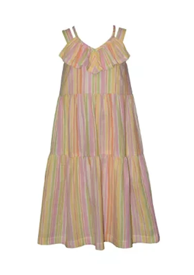 Toddler Girls Tiered Striped Dress