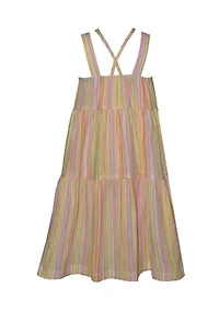 Toddler Girls Tiered Striped Dress