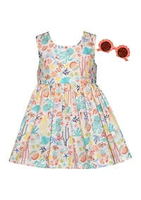 Toddler Girls Cross Back Sealife Print Dress