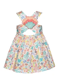 Toddler Girls Cross Back Sealife Print Dress