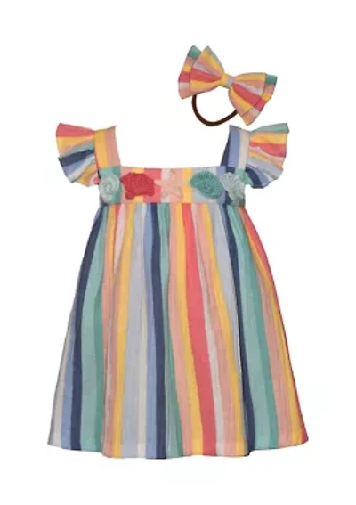 Toddler Girls Flutter Sleeve Striped Dress
