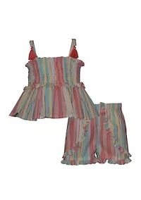 Toddler Girls Striped Top and Shorts Set