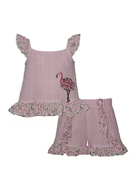 Toddler Girls Flamingo Top an Shorts Set