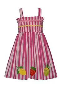 Toddler Girls Striped Fruit Dress