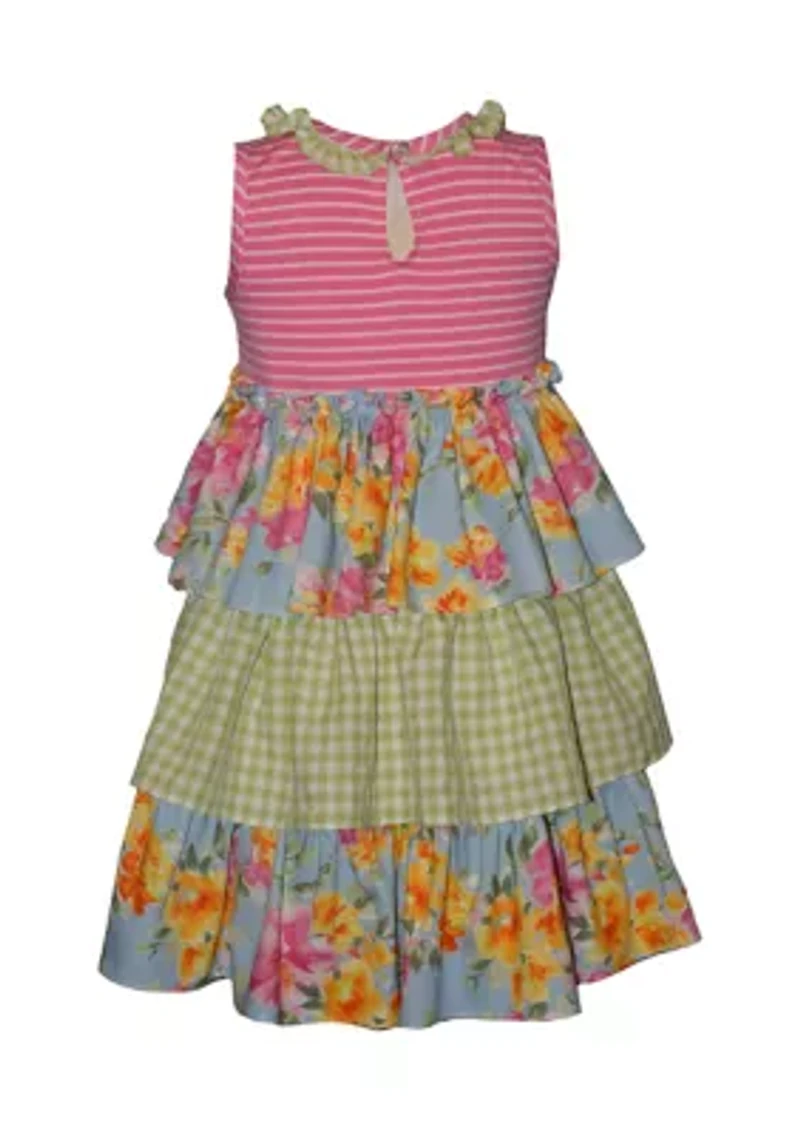 Toddler Girls Tiered Mixed Media Dress