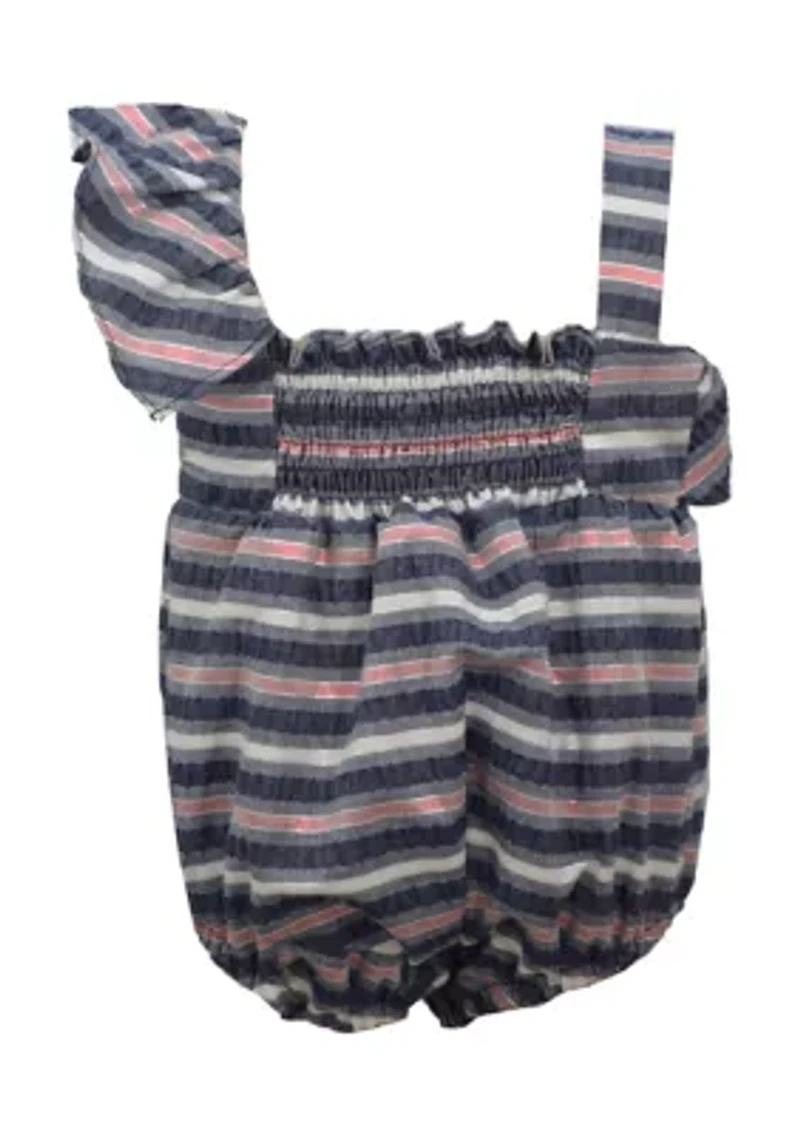 Baby Girls Striped One Shoulder Bubble Romper