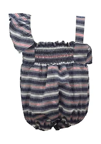 Baby Girls Striped One Shoulder Bubble Romper