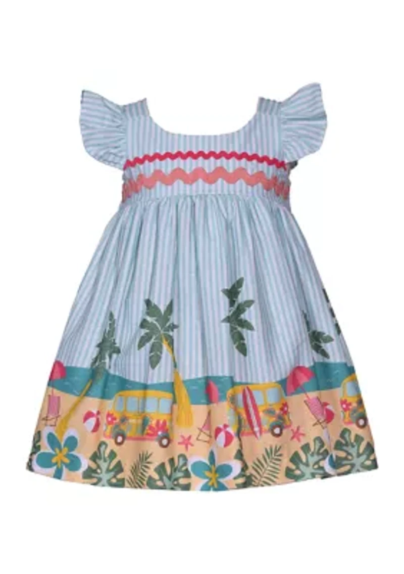 Baby Girls Flutter Sleeve Beach Printed Dress
