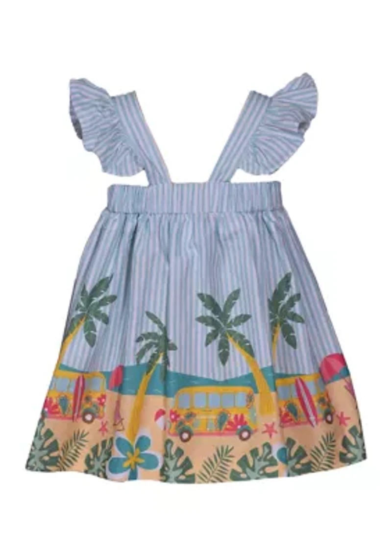 Baby Girls Flutter Sleeve Beach Printed Dress